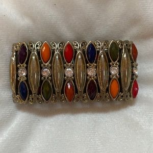 Colourful and elegant bejewelled stretch bracelet